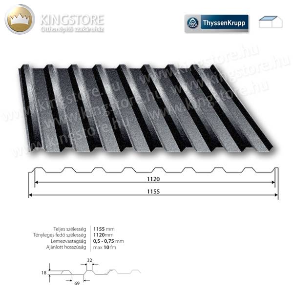Kingstore lemezek RAL9005 T-18 matt trapézlemez tetőre 1