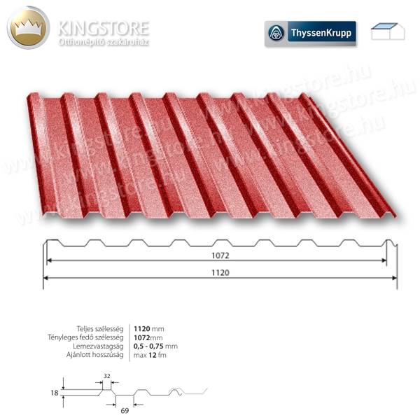 Kingstore lemezek RAL3011 T-20 PLUS matt trapézlemez tetőre 0