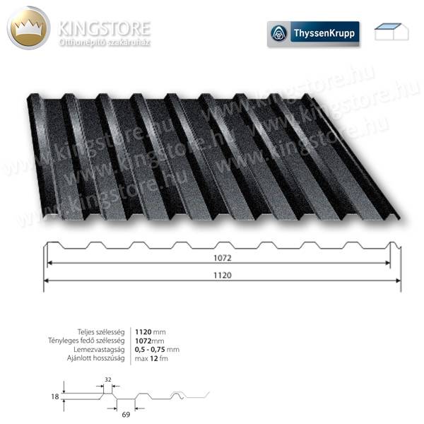 Kingstore lemezek RAL9005 T-20 PLUS matt trapézlemez tetőre 0
