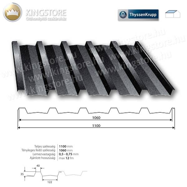 Kingstore lemezek RAL9005 T-35 matt trapézlemez tetőre 1