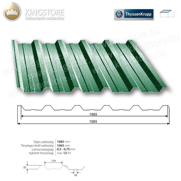Kingstore lemezek RAL6020 T-35 PLUS matt trapézlemez tetőre 0