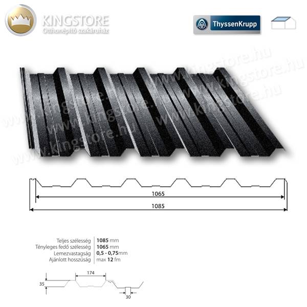 Kingstore lemezek RAL9005 T-35 PLUS matt trapézlemez tetőre 0