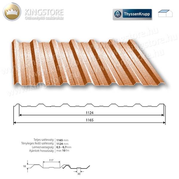 Kingstore lemezek RAL8004 T-18 PLUS matt trapézlemez tetőre 0