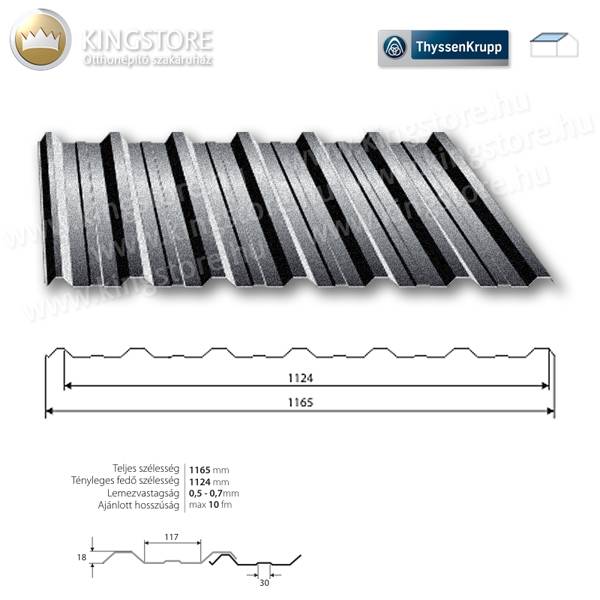 Kingstore lemezek RAL9005 T-18 PLUS matt trapézlemez tetőre 0