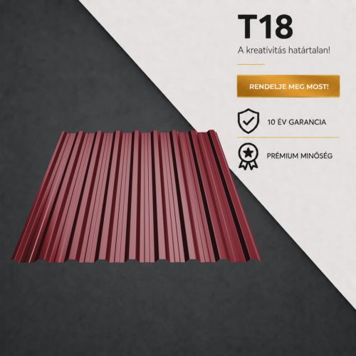 T18 Trapézlemez Ral3005 Borvörös fényes 0.45 MM