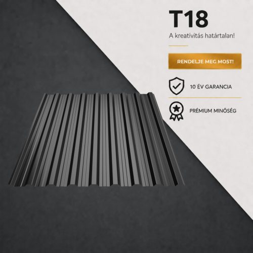 T18 Trapézlemez Ral9005 Fekete fényes 0.45 MM