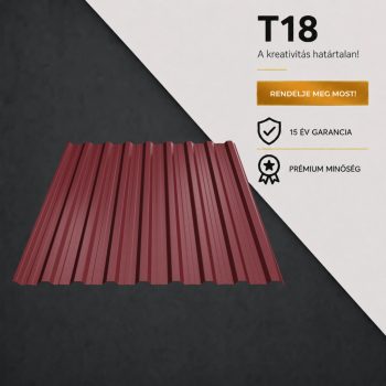 T18 Trapézlemez Ral3005 Borvörös Matt 0.60 MM