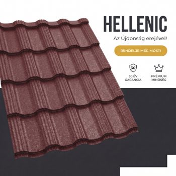   HELLENIC 35 Cserepeslemez Ral3005 Borvörös GrandeMat 0.50 MM 