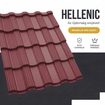 HELLENIC 40 Cserepeslemez Ral3005 Borvörös Matt 0.45 MM