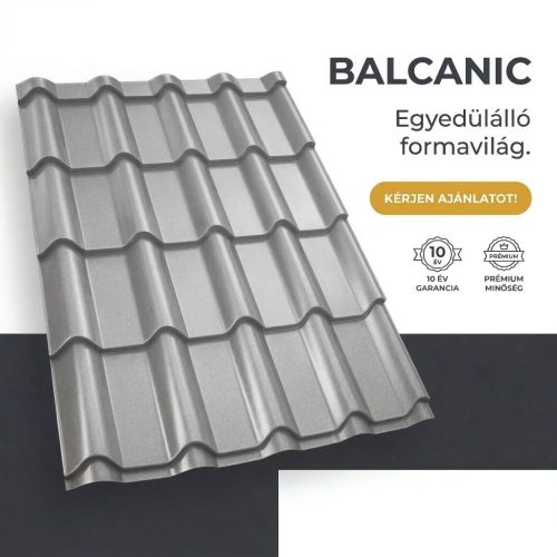 BALCANIC 40 Cserepeslemez Ral9006 Fehéralumínium fényes 0.45 MM 