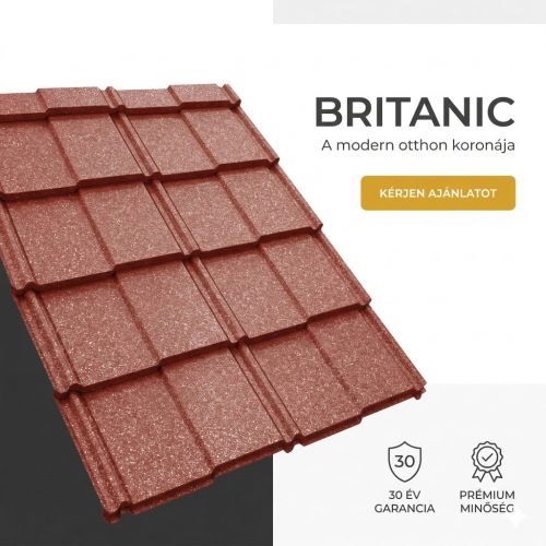 BRITANIC 40 Cserepeslemez Barnásvörös Ral3011 GDM 0.50MM