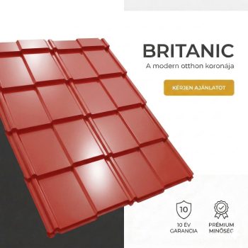 BRITANIC 40 Cserepeslemez Ral3000 Tűzvörös 0.45MM