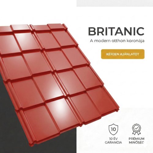 BRITANIC 40 Cserepeslemez Ral3000 Tűzvörös 0.45MM