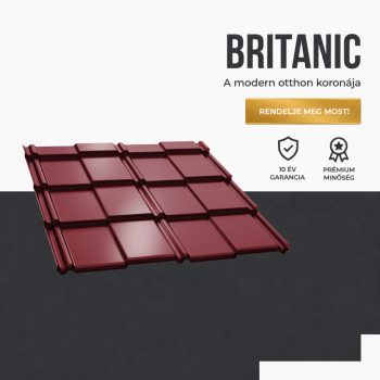 BRITANIC 40 Cserepeslemez Ral3005 Borvörös fényes 0.45 MM