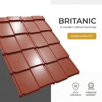 BRITANIC 40 Cserepeslemez Oxidvörös Ral3009 0.45MM fényes