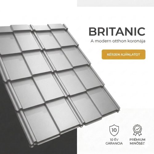 BRITANIC 40 Cserepeslemez Fehéralumínium Ral9006 0.50MM fényes