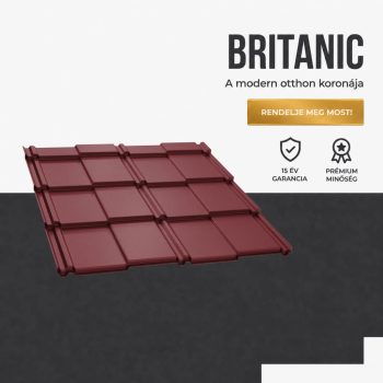 BRITANIC 40 Cserepeslemez Ral3005 Borvörös Matt 0.45 MM 