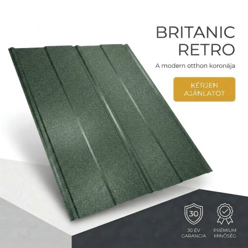 BRITANIC RETRO Cserepeslemez Mohazöld Ral6005 GDM 0.50MM