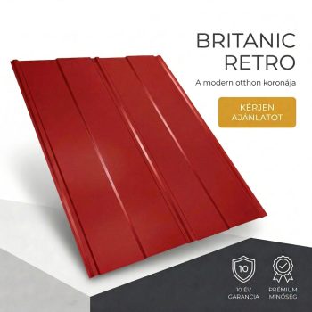   BRITANIC RETRO Cserepeslemez Ral3000 Tűzvörös 0.45MM fényes