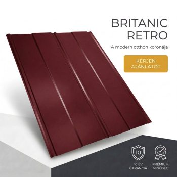   BRITANIC RETRO Cserepeslemez Ral 3005 Borvörös 0.45MM fényes