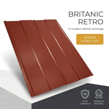   BRITANIC RETRO Cserepeslemez Oxidvörös Ral3009 0.45MM fényes