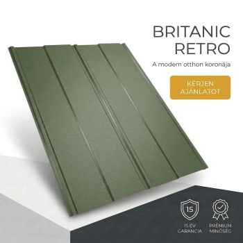 BRITANIC RETRO Cserepeslemez Krómzöld Ral6020 Matt 0.50MM