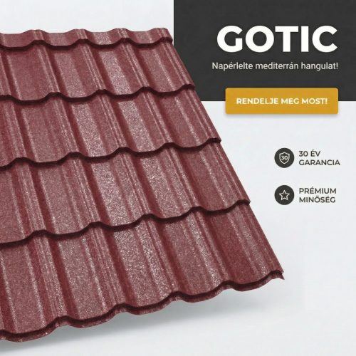 GOTIC 35 Cserepeslemez Ral3005 Borvörös GrandeMat 0.50 MM