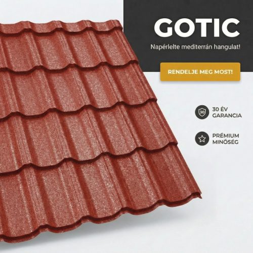 GOTIC 40 Cserepeslemez Ral3011 Barnásvörös GrandeMat 0.50 MM