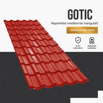 GOTIC 40 Cserepeslemez Ral3000 Tűzvörös fényes 0.45 MM 