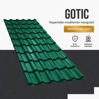 GOTIC 40 Cserepeslemez Ral6005 Mohazöld fényes 0.45 MM