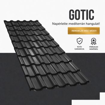GOTIC 40 Cserepeslemez Ral9005 Fekete fényes 0.45 MM 
