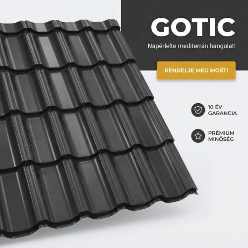 GOTIC 40 Cserepeslemez Ral9005 Fekete 0.45 MM fényes