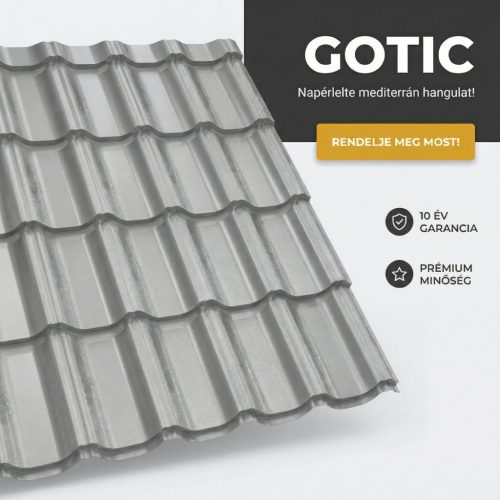 GOTIC 40 Cserepeslemez Ral9006 Fehéralumínium 0.45 MM fényes