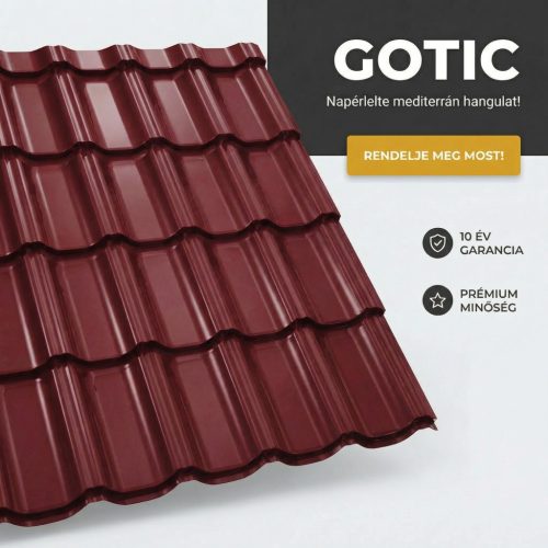 GOTIC 40 Cserepeslemez Ral3005 Borvörös 0.50 MM fényes