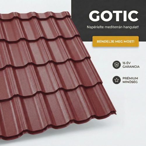 GOTIC 35 Cserepeslemez Ral3005 Borvörös Matt 0.45 MM
