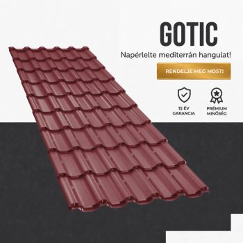 GOTIC 40 Cserepeslemez Ral3005 Borvörös Matt 0.45 MM