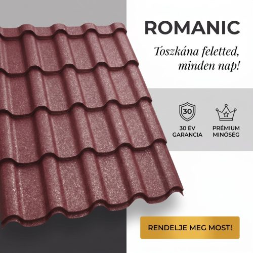ROMANIC 35 Cserepeslemez Ral3005 Borvörös GrandeMat 0.50 MM
