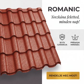   ROMANIC 40 Cserepeslemez Ral3011 Barnásvörös GrandeMat 0.50 MM