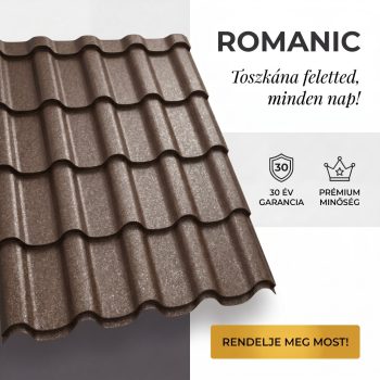   ROMANIC 40 Cserepeslemez Ral8019 Szürkésbarna GrandeMat 0.50 MM