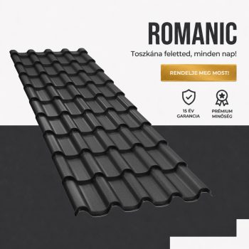 ROMANIC 40 Cserepeslemez Ral9005 Fekete Matt 0.50 MM