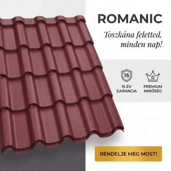 ROMANIC 35 Cserepeslemez Ral3005 Borvörös Matt 0.60 MM