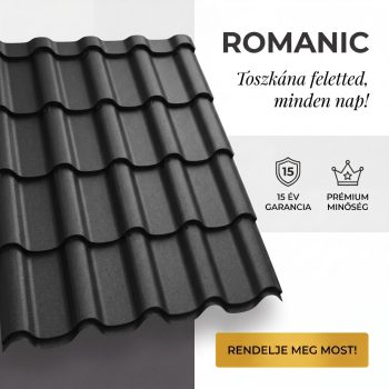 ROMANIC 40 Cserepeslemez Ral9005 Fekete Matt 0.60 MM