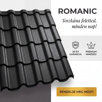   ROMANIC 40 Cserepeslemez Famintás Paliszander Feketeében 0.50MM