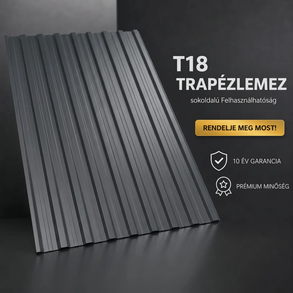 T18 trapézlemez RAL 7016 antracitszürke színben