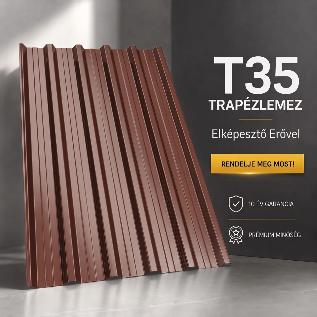 T35 trapézlemez RAL 8017 csokoládébarna színben